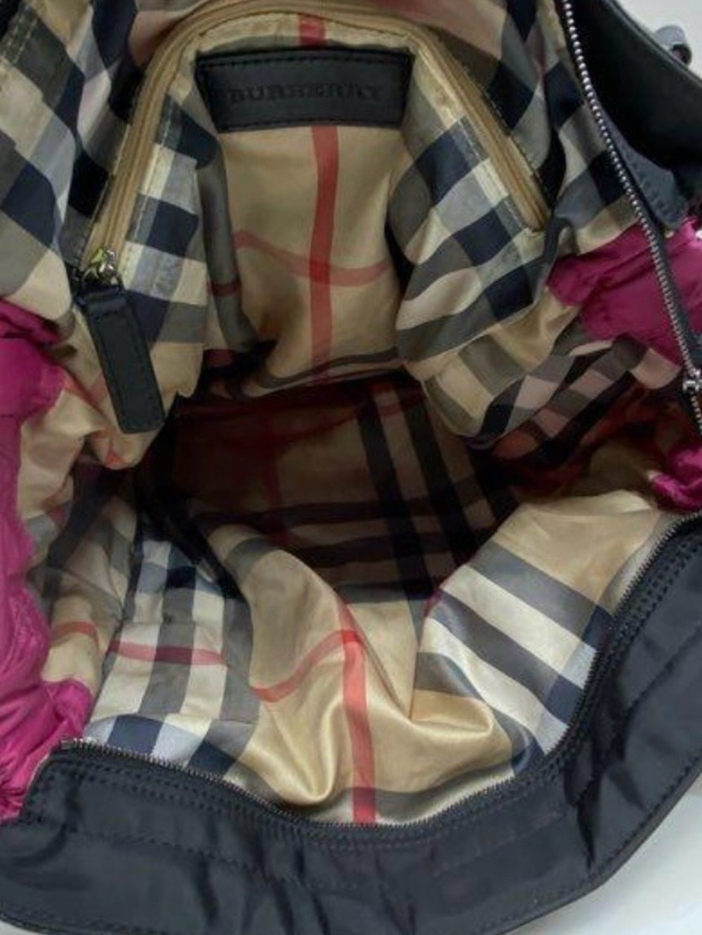 Burberry Fuchsia Tote with Black Leather Trim - Picture 12 of 12